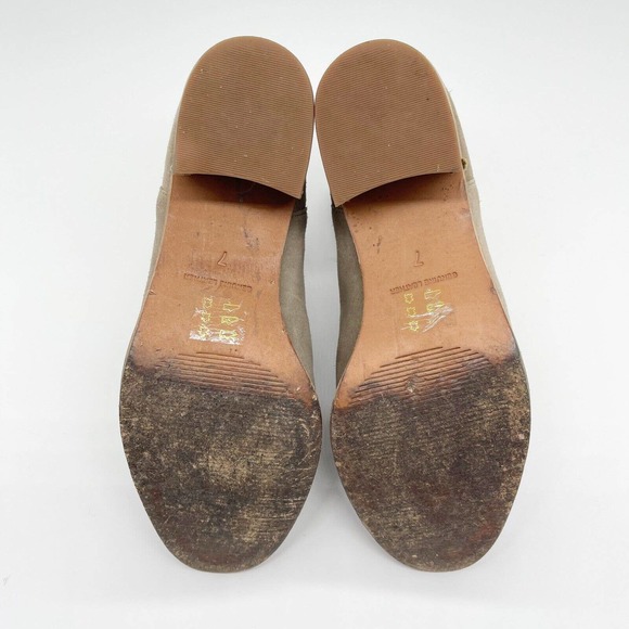 Madewell Pauline Suede Ankle Boots Shoes Sz 7 Taupe Tan Back Zipper Heels Casual - Picture 5 of 10